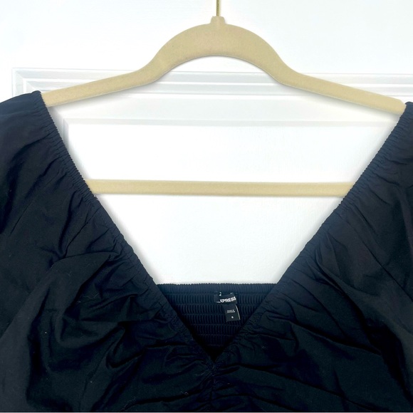 EXPRESS- V-Neck Pleated Peplum Top - Picture 8 of 10